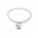 Sterling Silver Stretch Bracelet for Moms with Name Tag