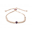 Rose Gold Silver LUXENTER Bracelet with Fuchsia Zirconia