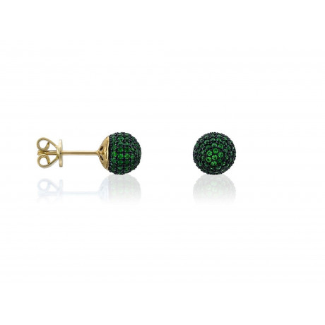 Gold Plated Silver LUXENTER Earrings with Green Zirconia