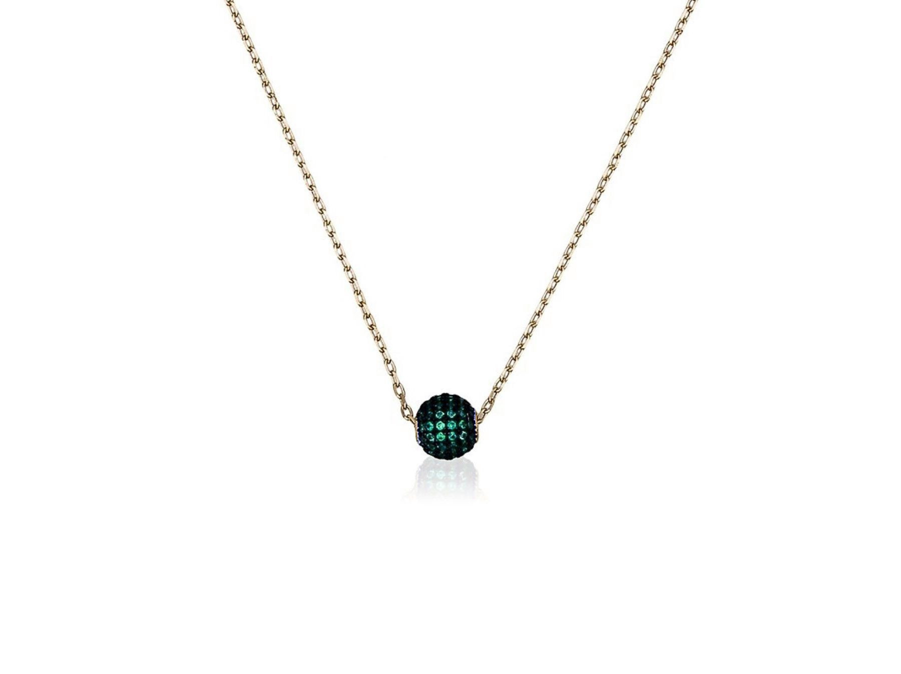 Gold Plated Silver LUXENTER Necklace Green Zirconia