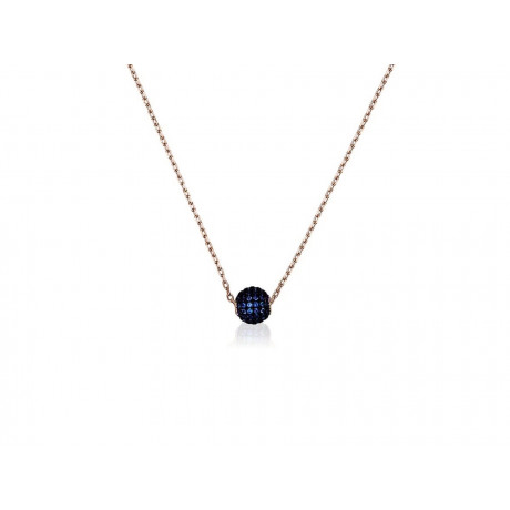 Rose Gold Silver LUXENTER Necklace with Blue Zirconia