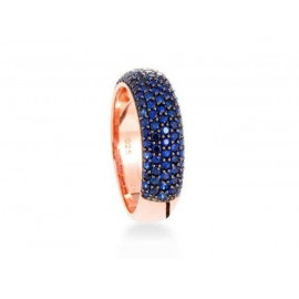 Rose Gold Silver LUXENTER Ring with Blue Zirconia