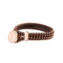 BRONZALLURE Leather Bracelet with Rose Studs