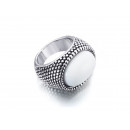 LE CARRE Rhodium Plated Silver Ring with Agate