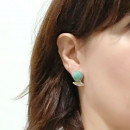 Rhodium Silver and Gold Emerald Earrings
