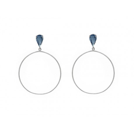 Rhodium Silver Hoop Earrings with Swarovski®