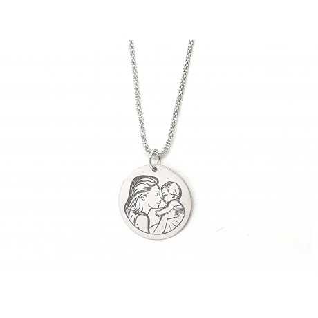 Rhodium Sterling Silver Mama Necklace