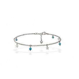 Turquoise Silver Anklet with Stars