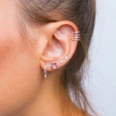 Rhodium Silver Multicolor Circle Stud Earring