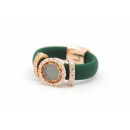 Rose Gold Plated Silver Green Silicone Ring