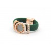 Rose Gold Plated Silver Green Silicone Ring