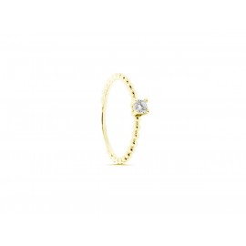 18k Gold Beaded Ring with Zirconia
