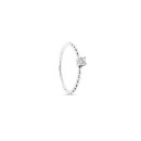 18k White Gold Beaded Ring with Zirconia