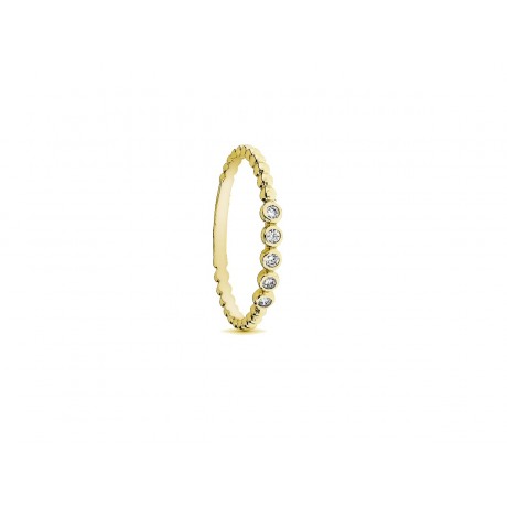 18k Gold Beaded Ring with Zirconia