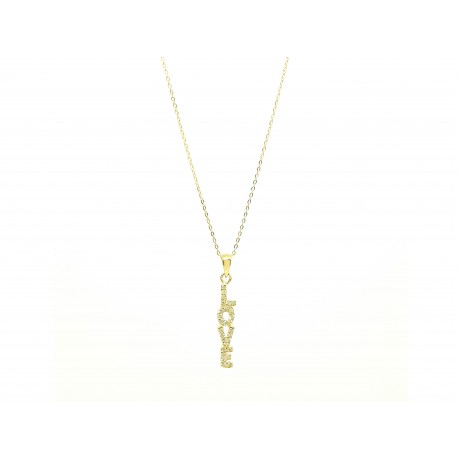 18k Gold Love Necklace with Zirconia