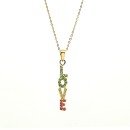 18k Gold Love Necklace with Multi-color Zirconia