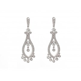 Rhodium Silver Bridal Dangle ZC Earrings
