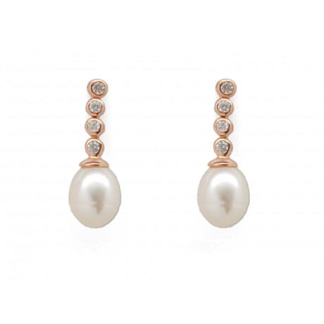 Rose Gold Silver Pearl Earrings
