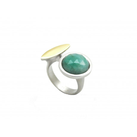 Rhodium Silver Emerald Ring