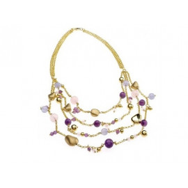 Gold Plated Silver Necklace with Semi Precious Stones