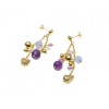 Gold Plated Silver Earrings with Semi Precious Stones