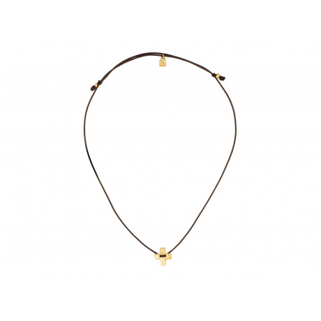 UNO de 50 "Crossed" Gold Necklace COL0914